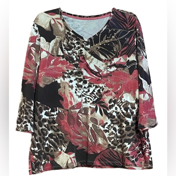 Allison Daley V Neck Quarter Sleeve Top Sz XL - Picture 1 of 6